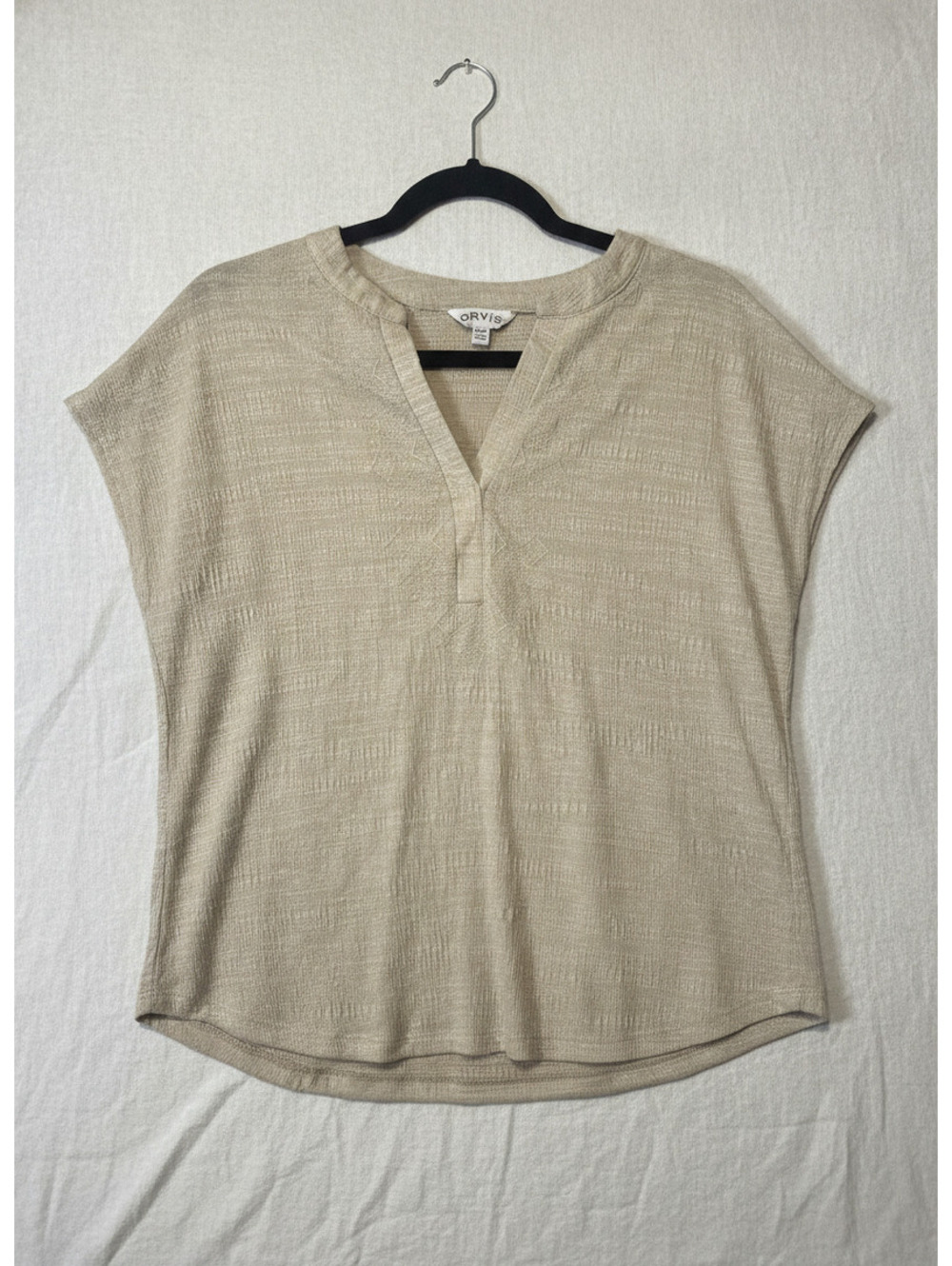 Orvis Women Blouse Relaxed Fit Textured Beige Medium